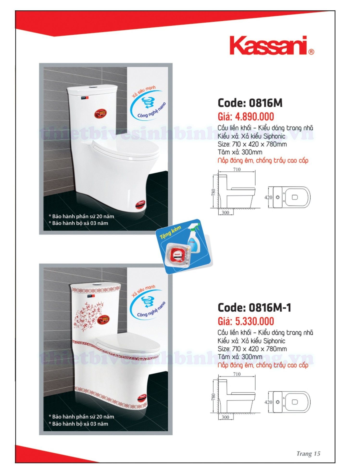 Bồn cầu sứ Thái Lan Kassani 0816M